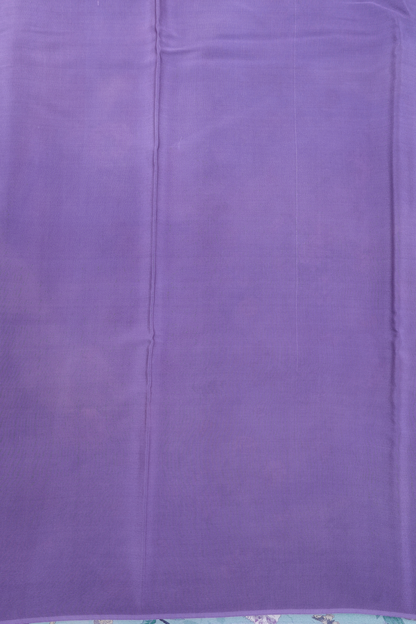Crepe Saree In Turkish Blue With Floral Design