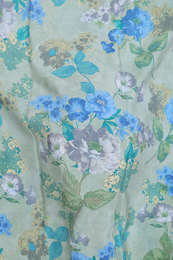 Crepe Saree In Green With Floral Printed Design