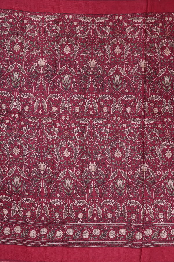 Chanderi Silk Cotton Saree In Burgundy Red With Allover Design