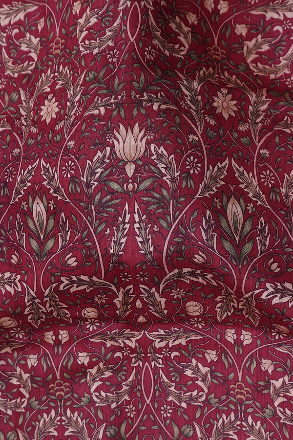 Chanderi Silk Cotton Saree In Burgundy Red With Allover Design