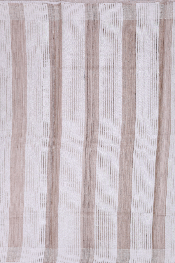 Tussar Silk Saree Cream Color With Floral Design