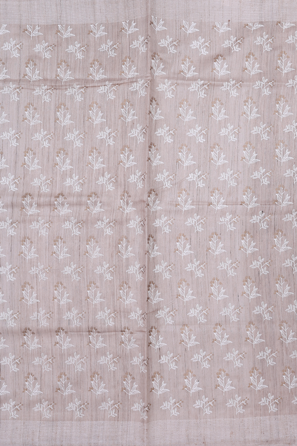Tussar Silk Saree Cream Color With Floral Design