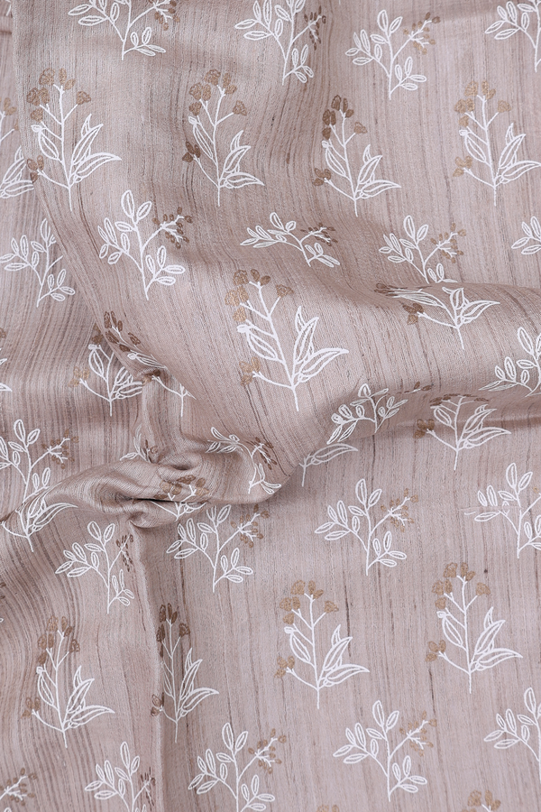 Tussar Silk Saree Cream Color With Floral Design