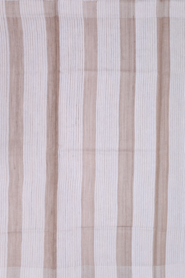Tussar Silk Saree In Pastel Brown With Floral Printed Design