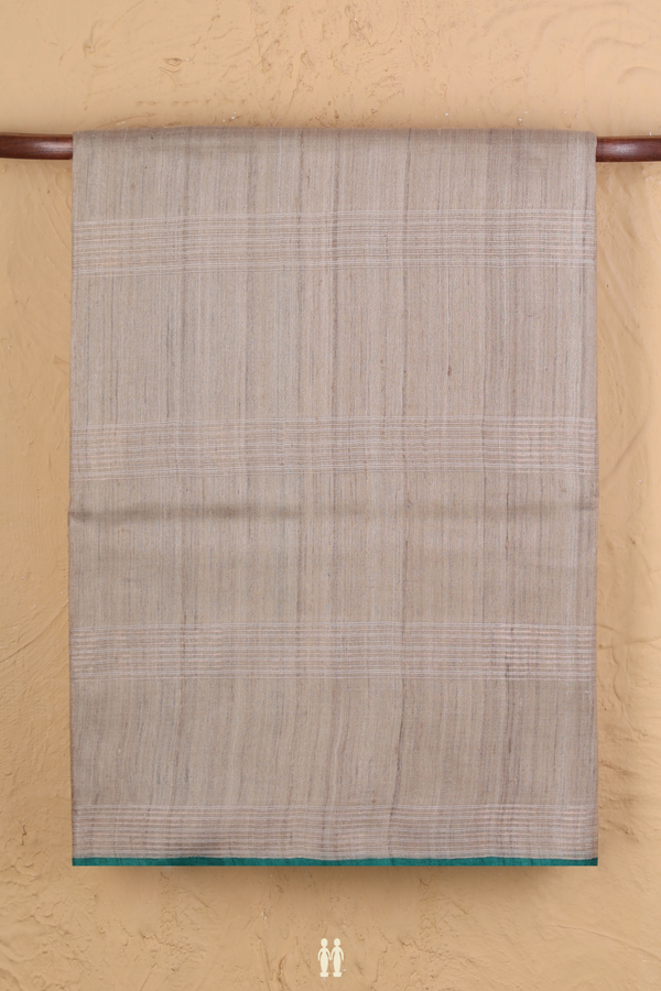 Tussar Silk Saree In Light Brown With Stripes Design