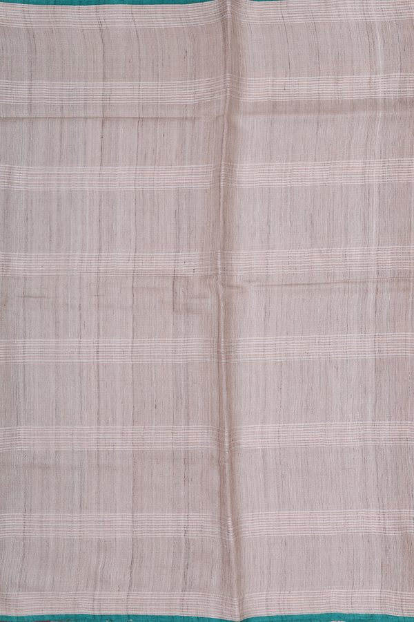 Tussar Silk Saree In Light Brown With Stripes Design