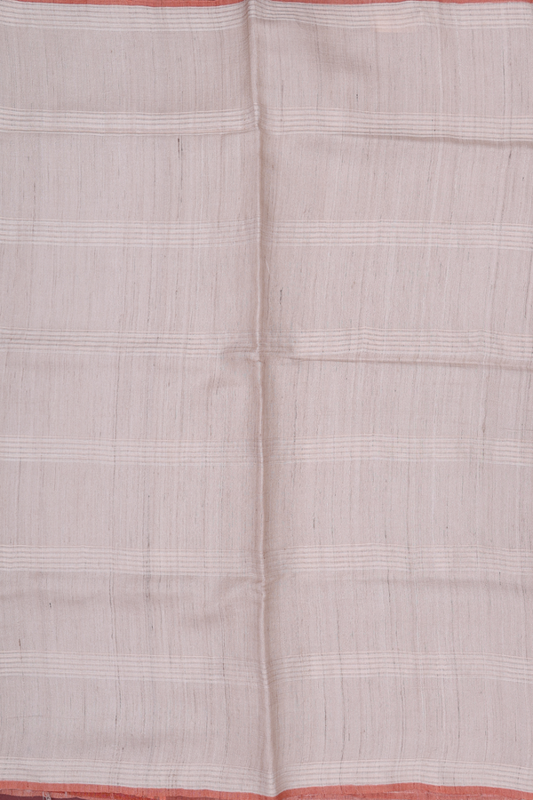 Tussar Silk Saree In Light Brown With Stripes Design