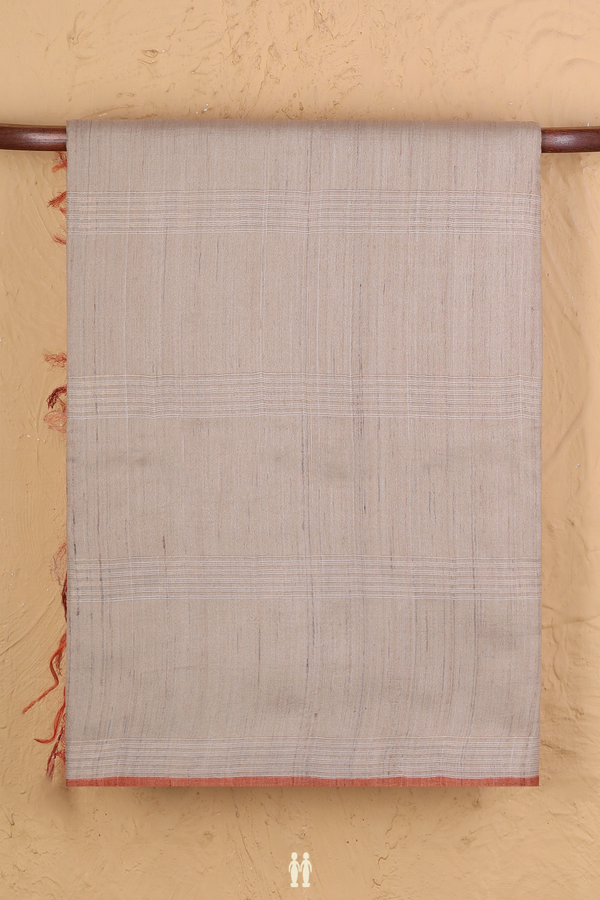 Tussar Silk Saree In Light Brown With Stripes Design