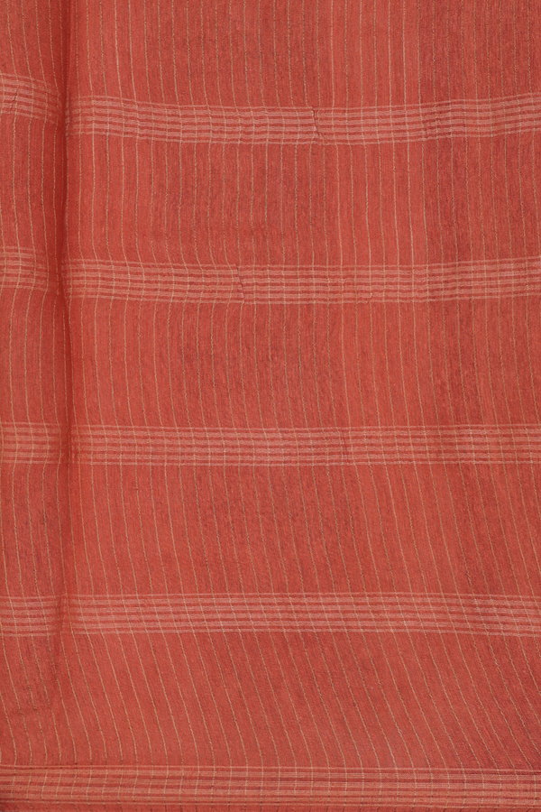 Tussar Silk Saree In Light Brown With Stripes Design