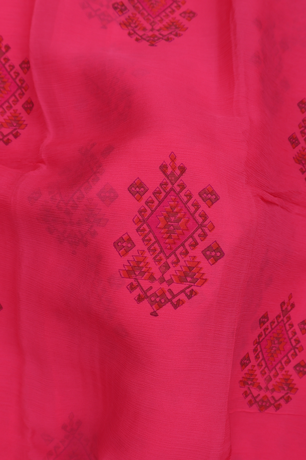 Chiffon Saree In Pink With Printed Design