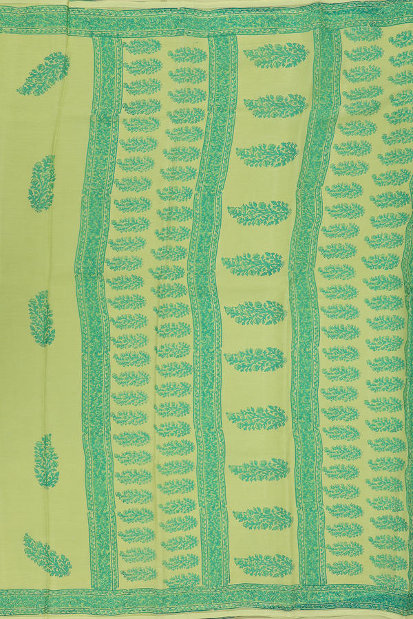 Chiffon Saree In Green With Floral Design