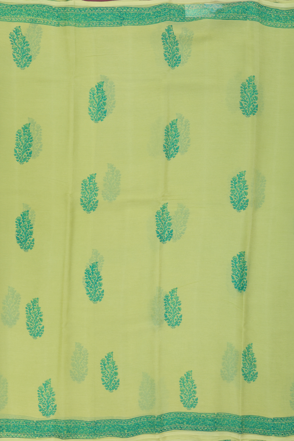 Chiffon Saree In Green With Floral Design