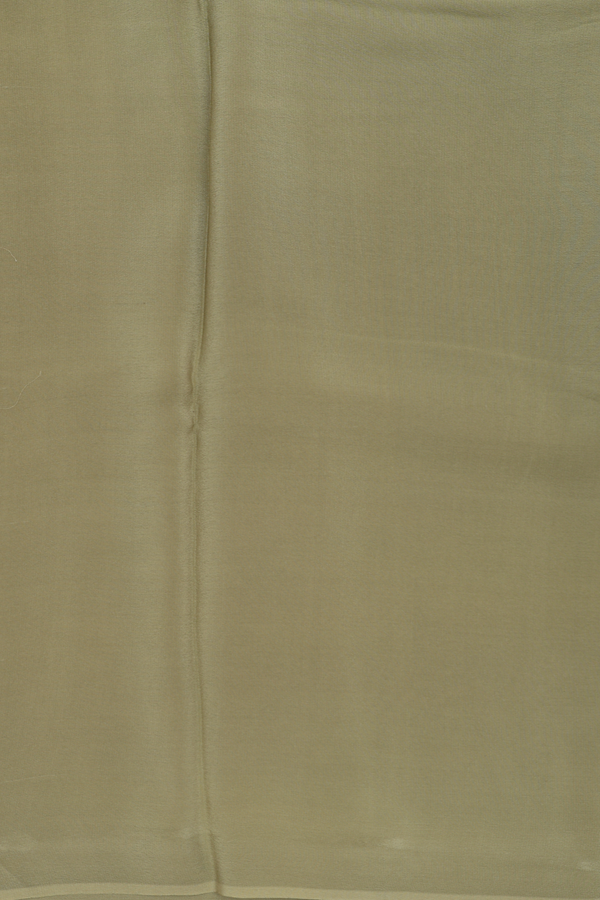 Chiffon Saree In Sage Green With Floral Design