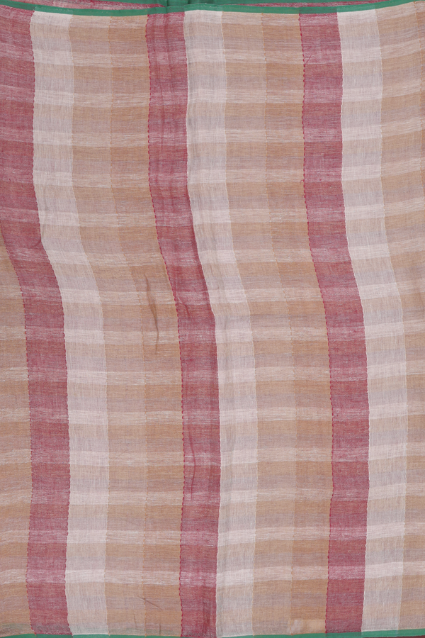 Linen Saree In Multicolor With Checks Design