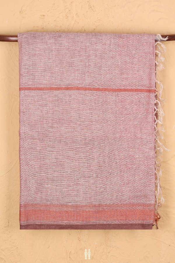 Linen Saree In Brown With Stripes Design