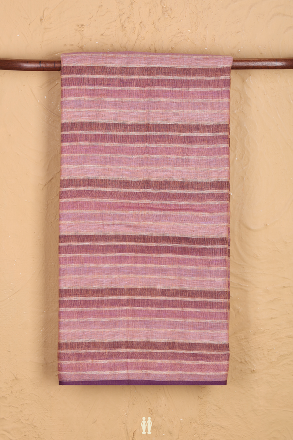 Linen Saree In Multicolor With Stripes Design