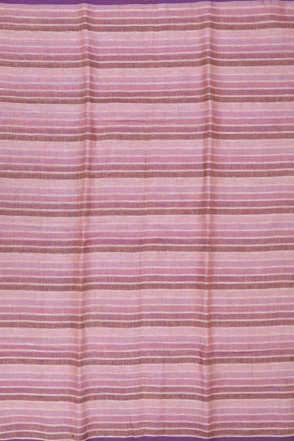 Linen Saree In Multicolor With Stripes Design