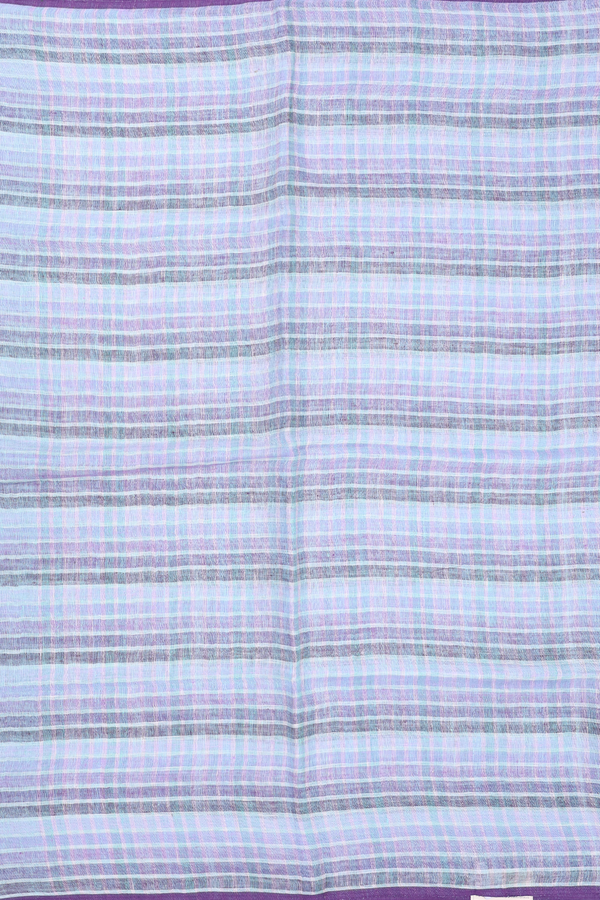 Linen Saree In Blue With Stripes Design