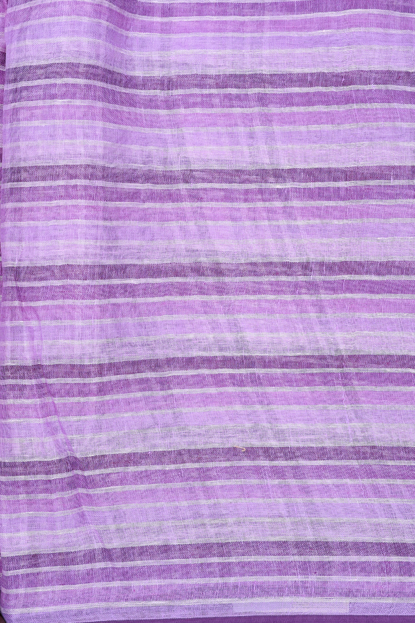 Linen Saree In Shades Of Purple With Stripes Design