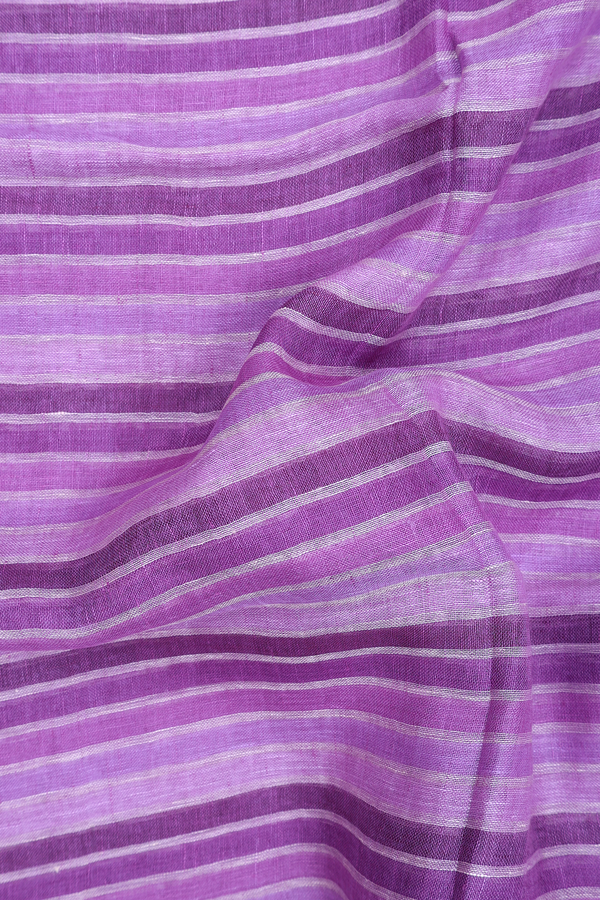 Linen Saree In Shades Of Purple With Stripes Design