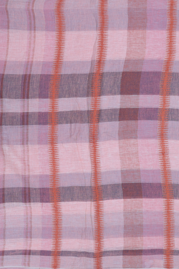 Linen Saree In Multicolor With Stripes Design