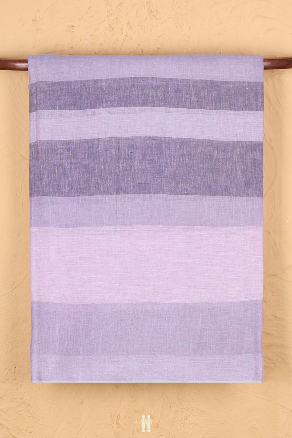 Linen Saree In Lavender With Stripes Design