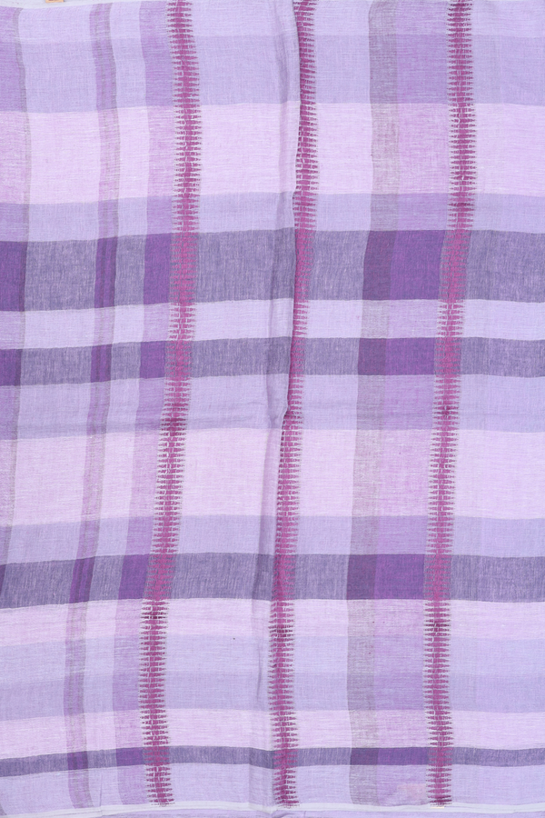 Linen Saree In Lavender With Stripes Design