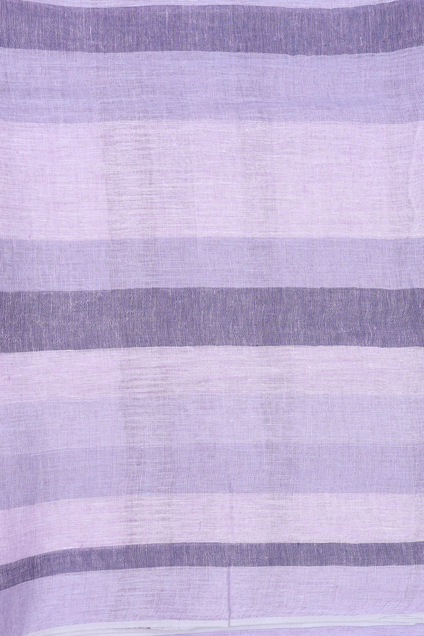 Linen Saree In Lavender With Stripes Design