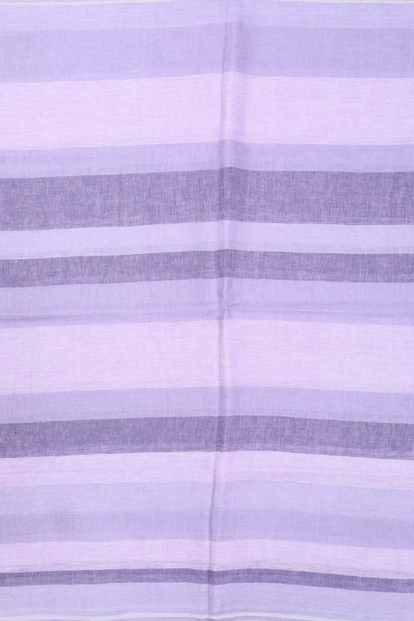 Linen Saree In Lavender With Stripes Design