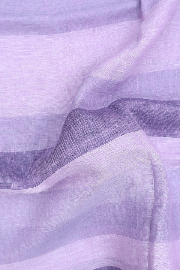 Linen Saree In Lavender With Stripes Design