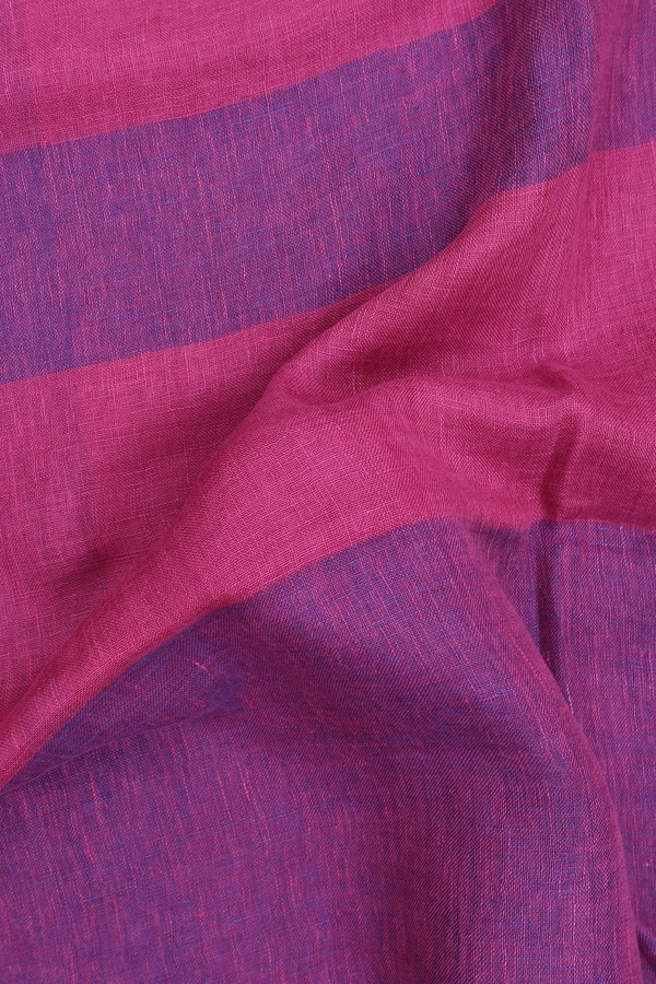 Linen Saree In Pink And Purple With Stripes Design