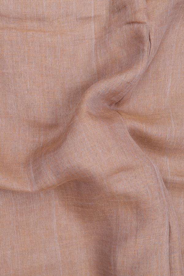 Linen Saree In Brown With Threadwork Pallu