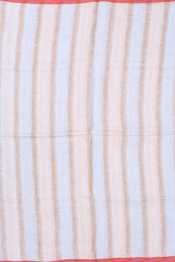 Linen Saree In Multicolor With Stripes Design