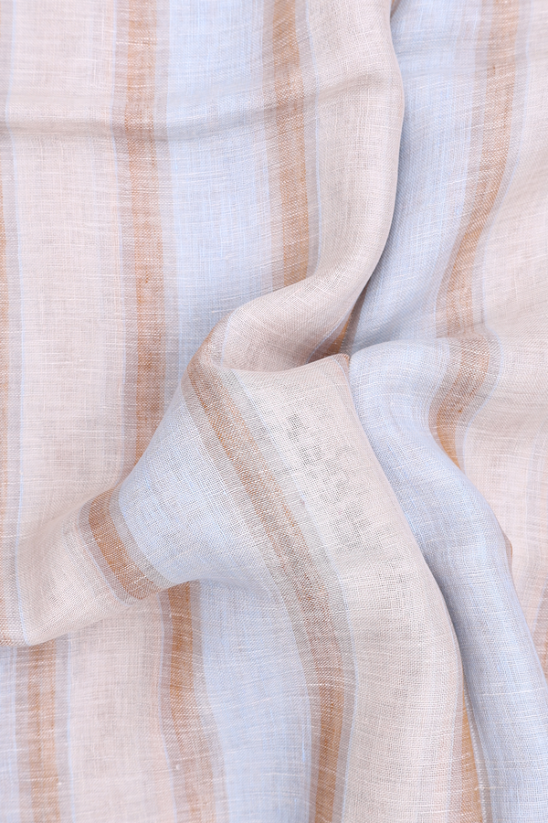 Linen Saree In Multicolor With Stripes Design