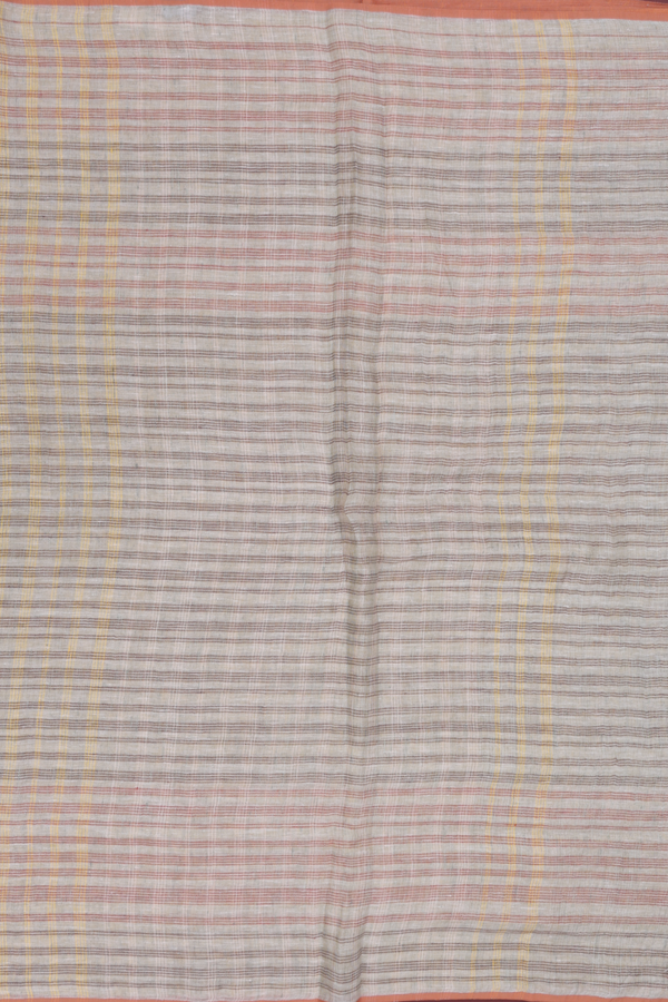 Linen Saree In Dusty Green With Stripes Design