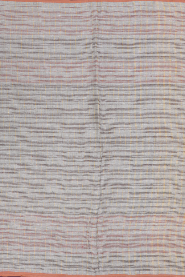 Linen Saree In Dusty Green With Stripes Design
