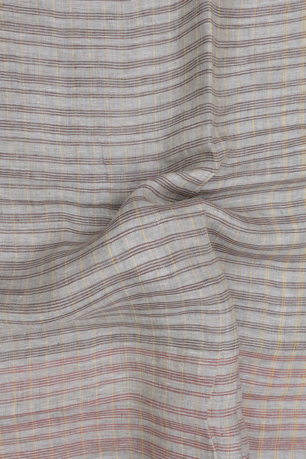 Linen Saree In Dusty Green With Stripes Design