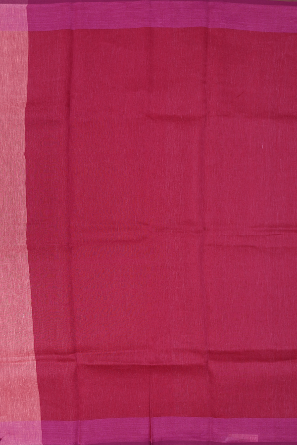 Linen Saree In Pink With Contrast Border