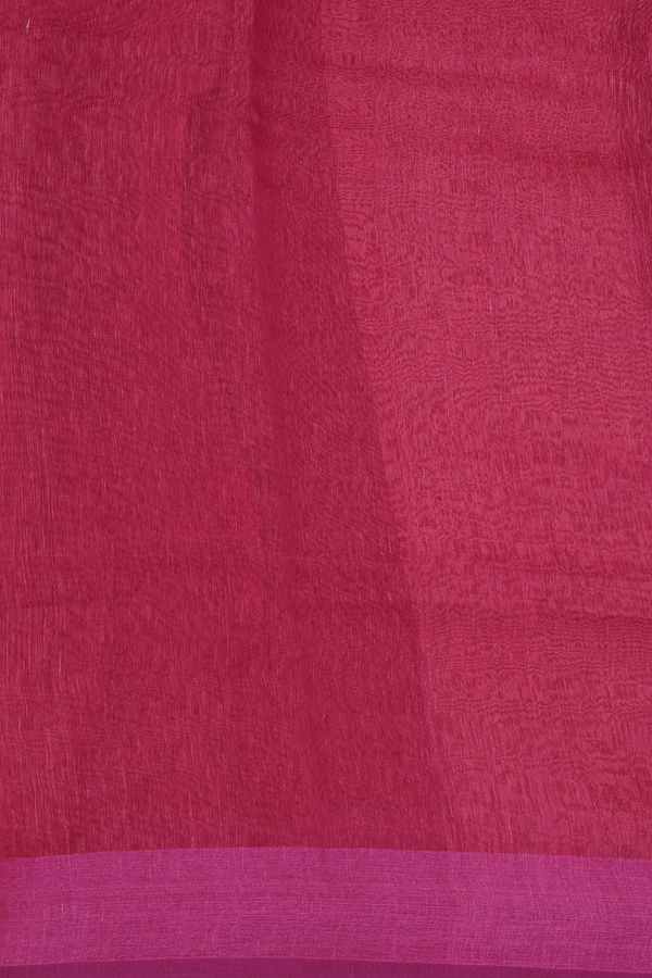 Linen Saree In Pink With Contrast Border