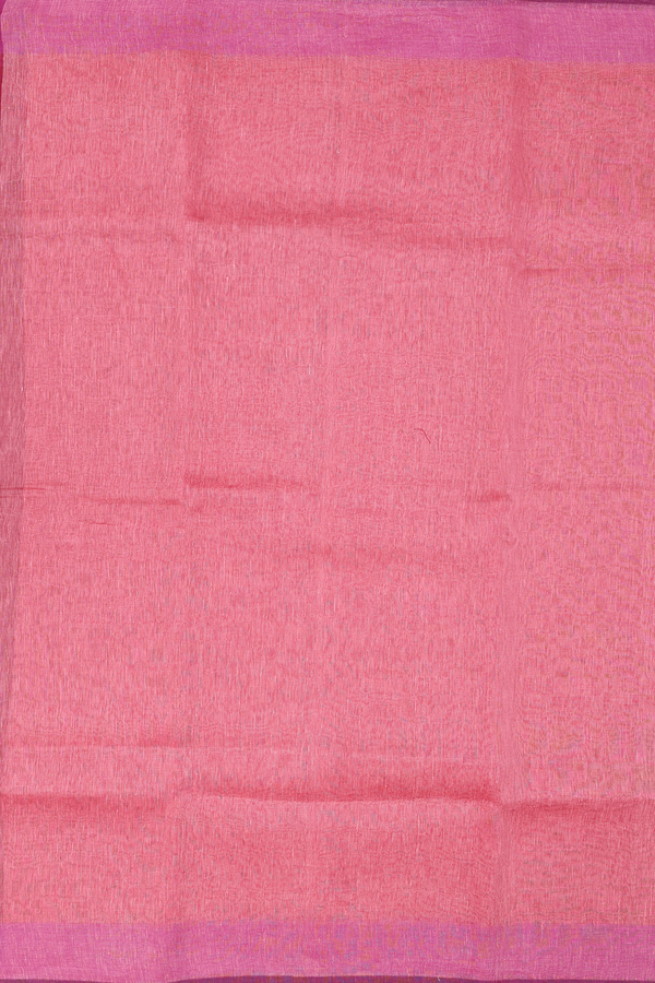 Linen Saree In Pink With Contrast Border