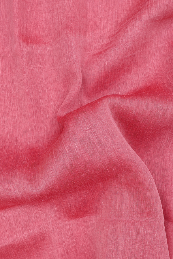 Linen Saree In Pink With Contrast Border