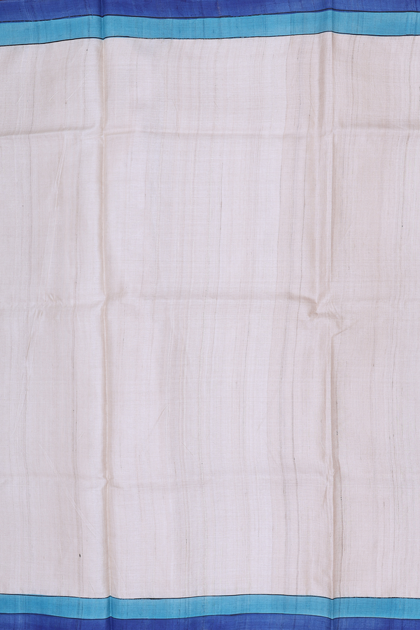 Tussar Silk Saree In Plain Cream Color With Contrast Border