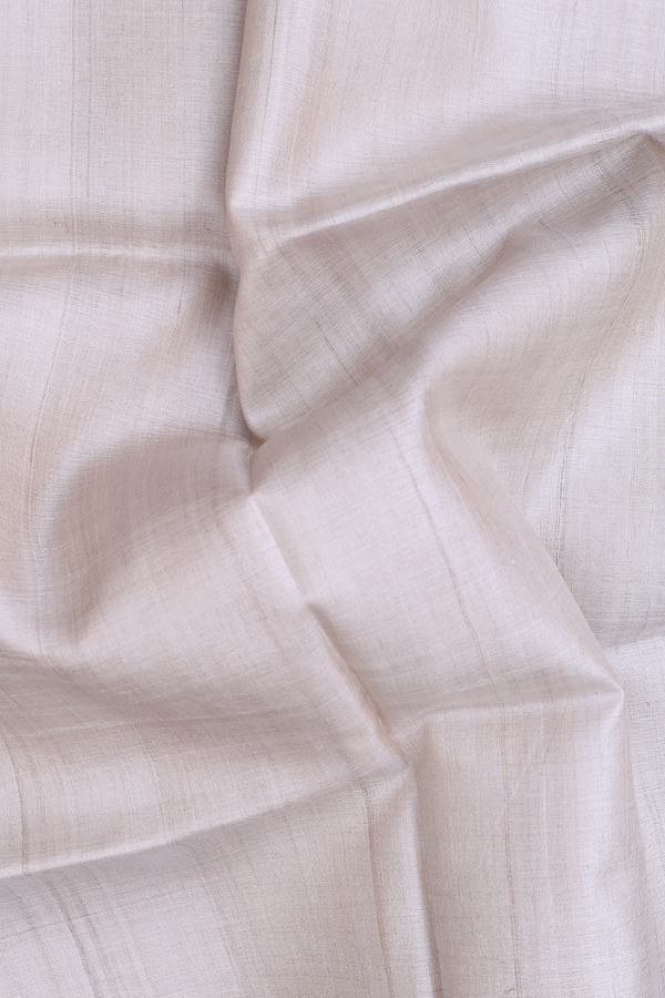 Tussar Silk Saree In Cream Color With Hand Painted Pallu