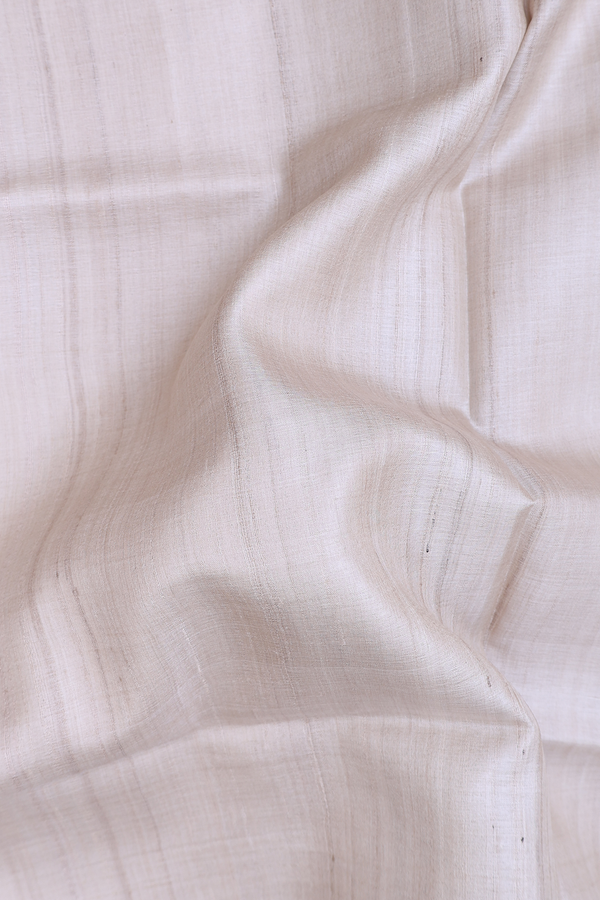 Tussar Silk Saree In Cream Color With Hand Painted Pallu