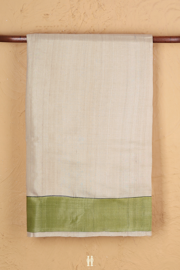 Tussar Silk Saree In Cream Color With Hand Painted Pallu