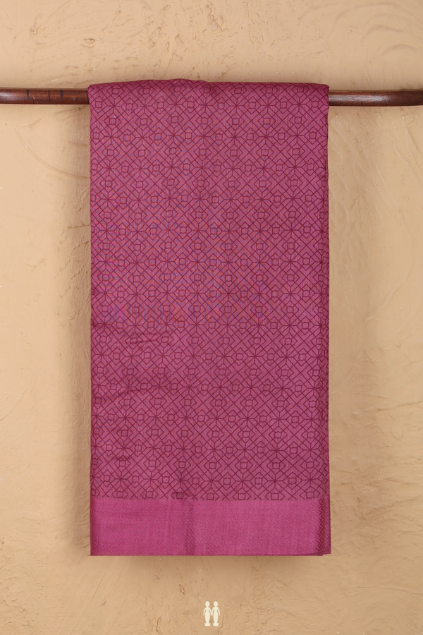 Tussar Silk Saree In Mulberry With Geometric Design