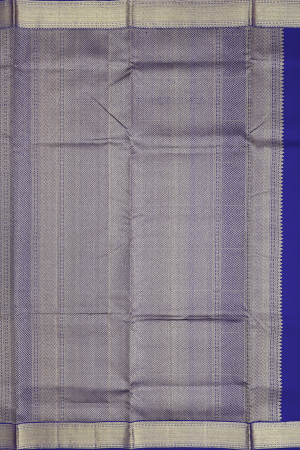 Kanchipuram Nine Yards Silk Saree In Blue With Peacock Buttas