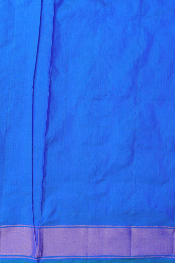 Nine Yards Silk Saree In Blue With Ikat Design