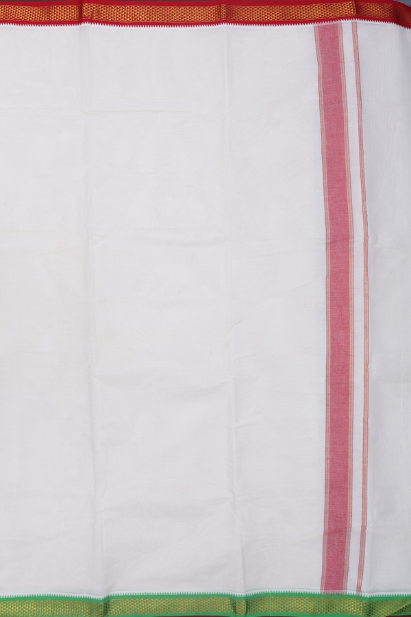 Ganga Jamuna Border White Cotton Dhoti With Angavastram Set