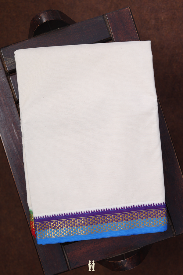 Ganga Jamuna Border White Cotton Dhoti With Angavastram Set